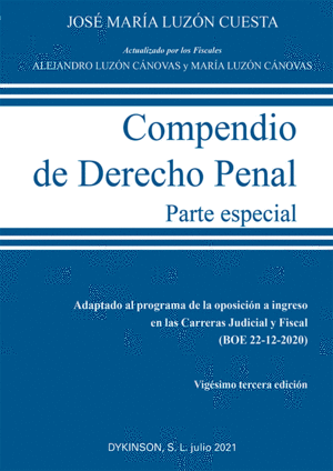 COMPENDIO DE DERECHO PENAL. PARTE ESPECIAL. 24ª ED