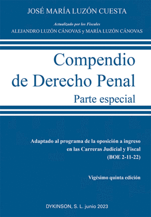 COMPENDIO DE DERECHO PENAL. PARTE ESPECIAL. 25 ED.