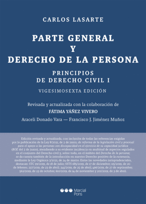 PRINCIPIOS DE DERECHO CIVIL I. PARTE GENERAL Y DERECHO DE LA PERSONA. 26ª ED.