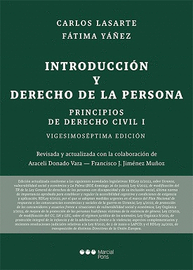 PRINCIPIOS DE DERECHO CIVIL. TOMO I: INTRODUCCIÓN Y DERECHO DE LA PERSONA. 27ª ED.