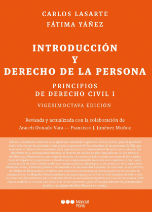 PRINCIPIOS DE DERECHO CIVIL I. INTRODUCCIÓN Y DERECHO DE LA PERSONA. 28ª ED.