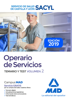 TEMARIO Y TEST VOLUMEN 2. OPERARIO DE SERVICIOS. SERVICIO DE SALUD DE CASTILLA Y LEÓN
