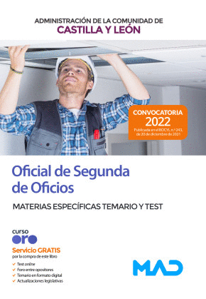 MATERIAS ESPECÍFICAS TEMARIO Y TEST. OFICIAL DE SEGUNDA DE OFICIOS