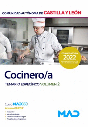 COCINERO/A. TEMARIO ESPECÍFICO VOLUMEN 2. COMUNIDAD AUTÓNOMA DE CASTILLA Y LEÓN
