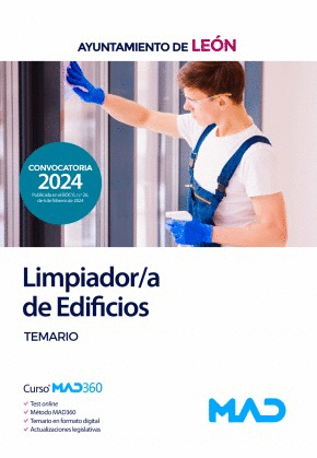 TEMARIO. LIMPIADOR/A DE EDIFICIOS. AYUNTAMIENTO DE LEÓN. CONVOCATORIA 2024