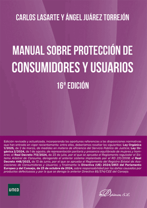 MANUAL SOBRE PROTECCIÓN DE CONSUMIDORES Y USUARIOS. 16ª ED.