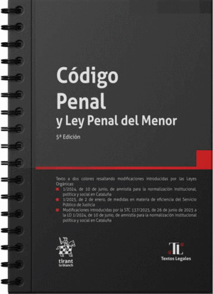 CÓDIGO PENAL Y LEY PENAL DEL MENOR. 5ª EDICIÓN CON ANILLAS