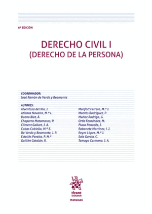 DERECHO CIVIL I (DERECHO DE LA PERSONA). 6ª EDICIÓN