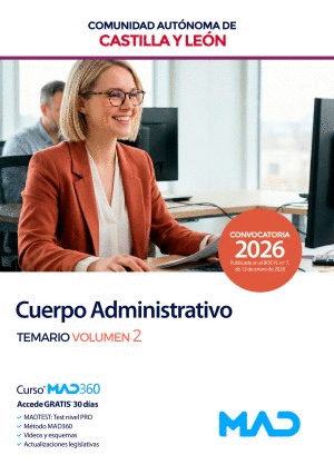 TEMARIO VOLUMEN 2. CUERPO ADMINISTRATIVO. CASTILLA Y LEÓN