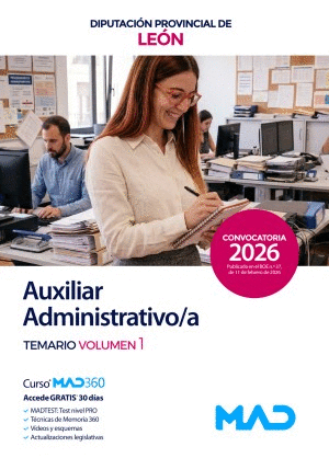TEMARIO VOLUMEN 1. AUXILIAR ADMINISTRATIVO DIPUTACIÓN PROVINCIAL DE LEÓN
