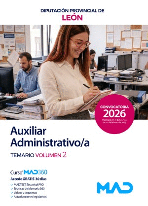 TEMARIO VOLUMEN 2. AUXILIAR ADMINISTRATIVO DIPUTACIÓN PROVINCIAL DE LEÓN
