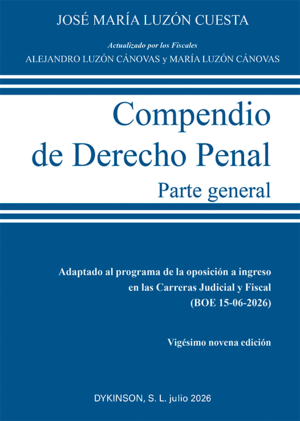 COMPENDIO DE DERECHO PENAL. PARTE GENERAL. 29ª EDICIÓN 2026